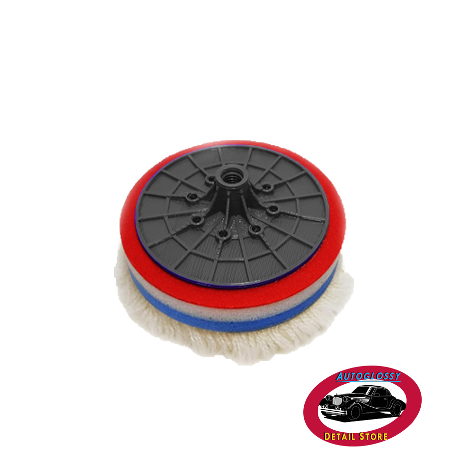 KM Pad de Cordero trenzado con backing rosca M14 de 5 pulgadas.