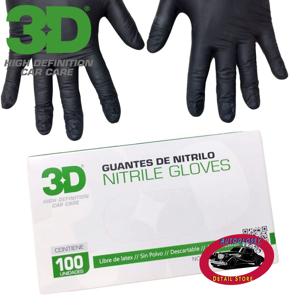 3D Guantes de nitrilo negro caja x 100 u.