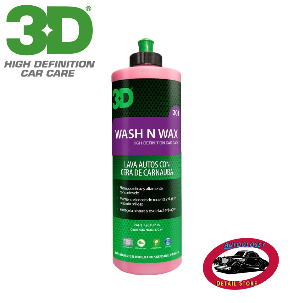 3D Shampoo Wash and Wax con cera x 470 ml.